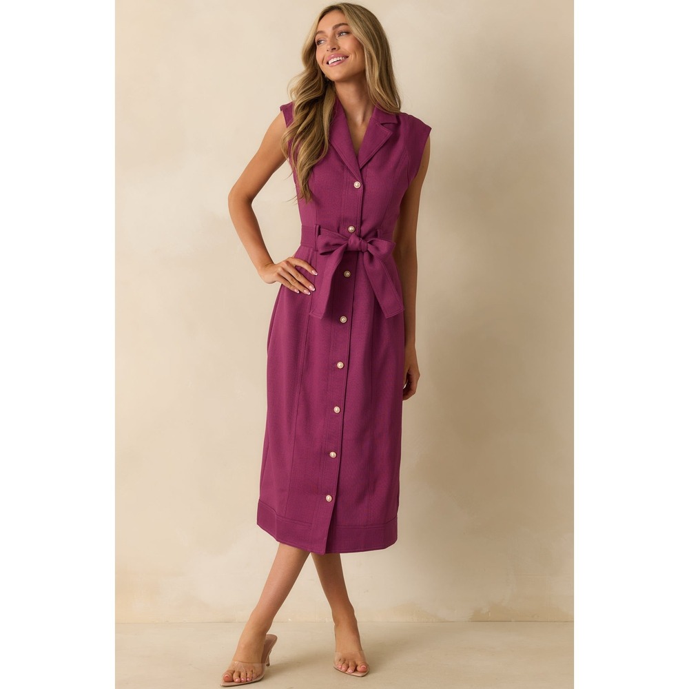 NWT Prosperina Jacqueline Plum WIne Midi Dress / Size Medium /MSRP $188/Sold Out
